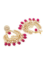 Yellow Chimes Earrings for Women Gold Toned Kundan Studded Pink Pearl Drop Dangler Earrings for Women and Girls