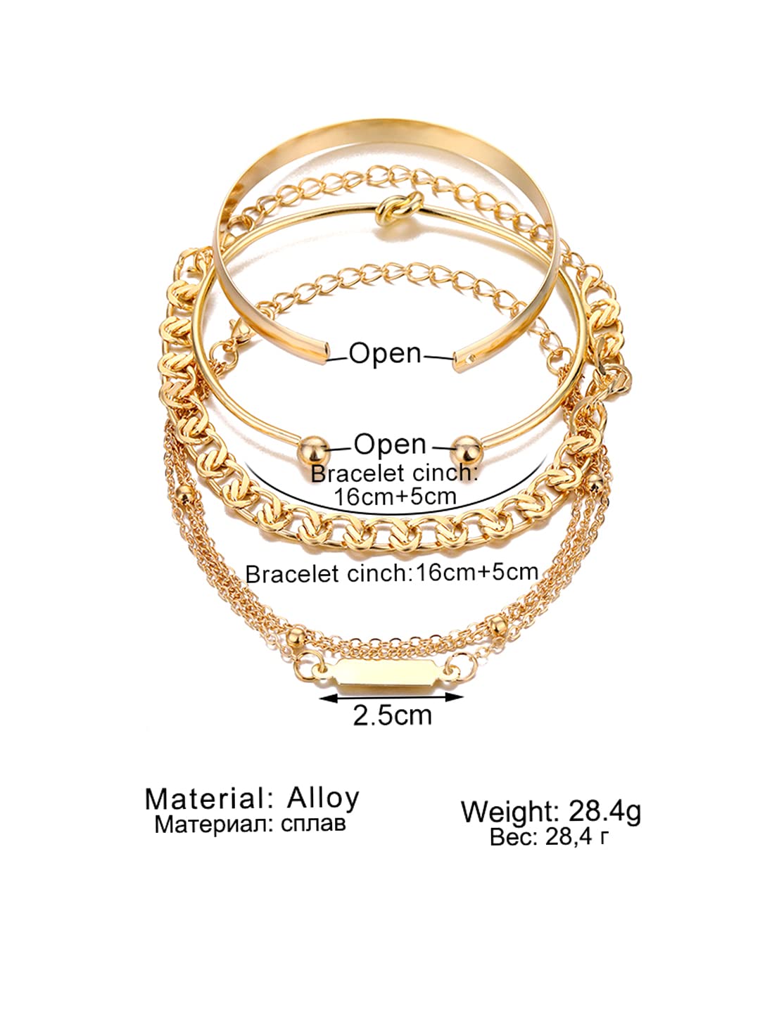 Yellow Chimes Chain Bracelet for Womens Gold Toned Multilayer