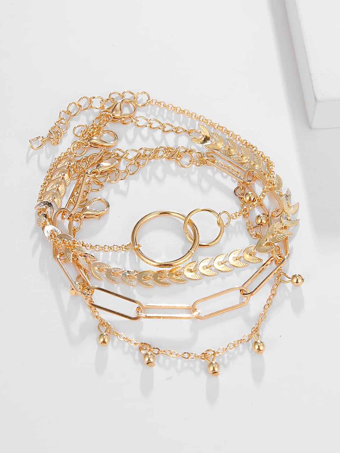 6 pcs Gold Bracelet Set, Dainty Bracelets for Women, Pearl Bracelet,  Bridesmaid | eBay