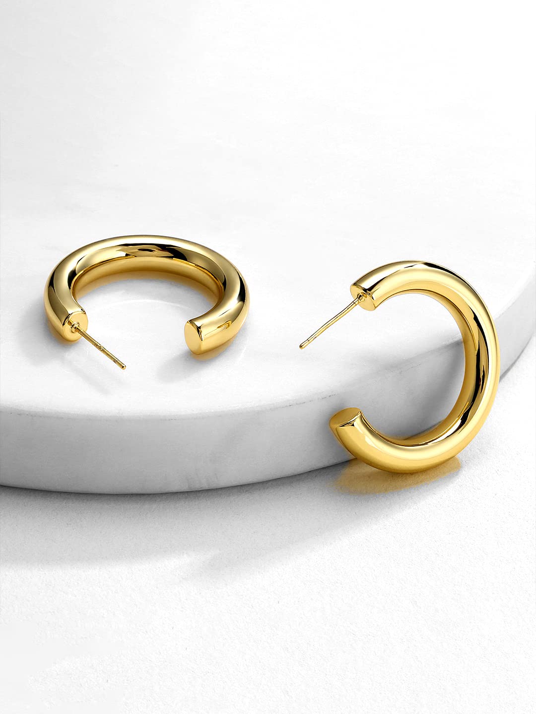 Yellow Chimes Hoop Earrings for Women Gold Plated Half Hoop Earring for Women and Girls