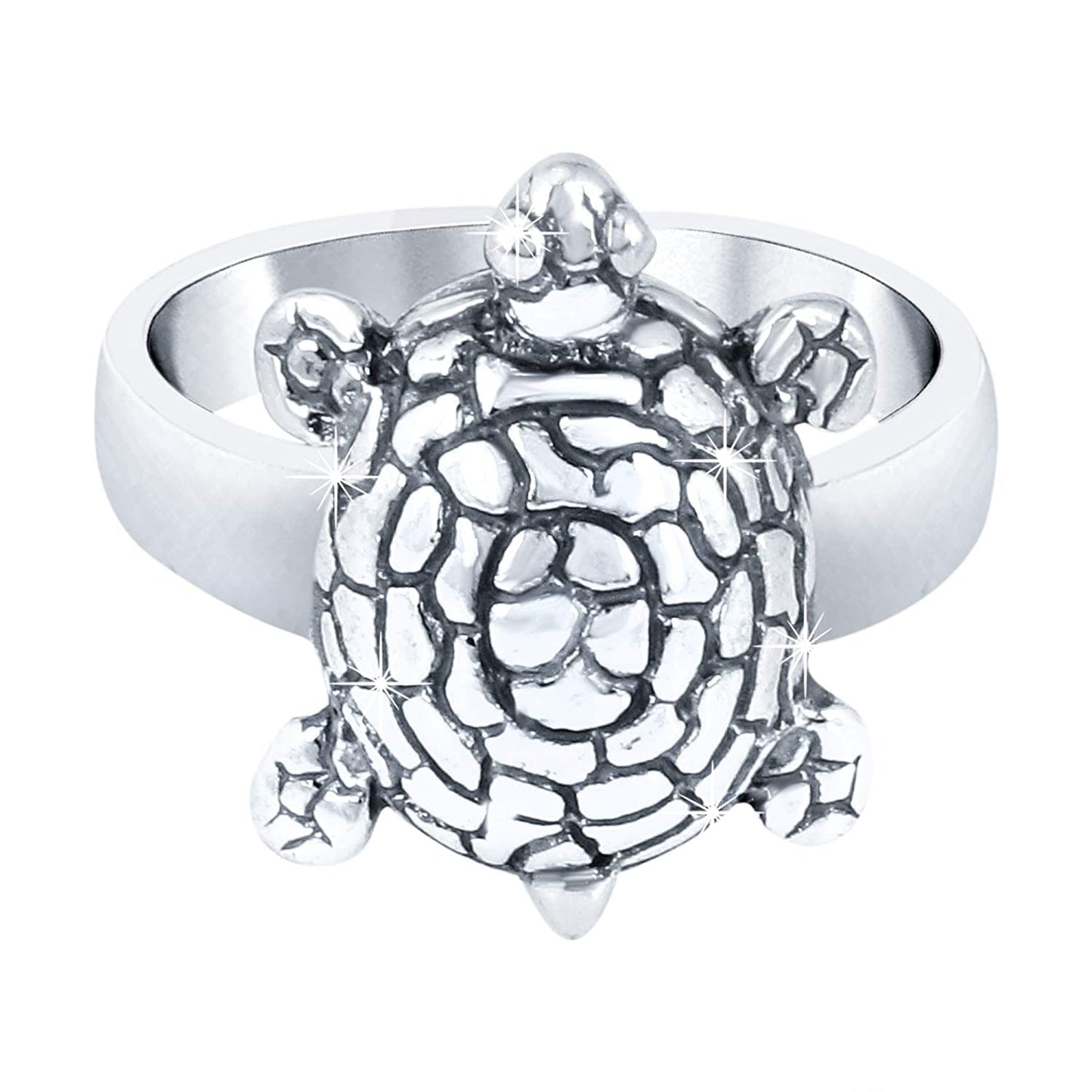 Yellow Chimes Rings for Men Tortoise Good Charm 925 Sterling Silver Hallmark and Certified Purity Unisex Turtle Ring for Women and Men