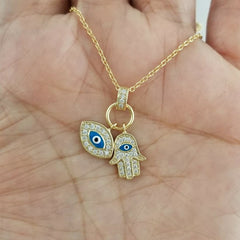 Yellow Chimes Evil Eye Necklace for Women Fashion Evil Eye Locket Charm Gold Plated Chain Pendant Necklace for Men and Women.