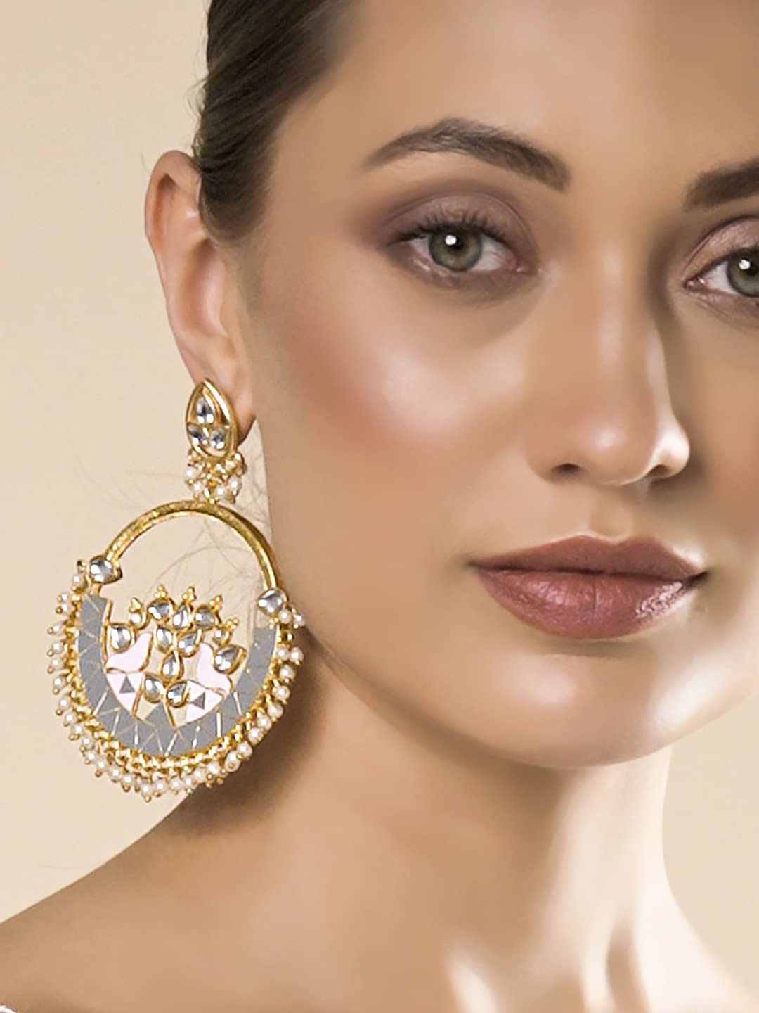 Yellow Chimes Chandbali Earrings for Women Hand Crafted Meenakari Chandbali Earrings Traditional Gold Plated Ethnic Chand Bali Earrings for Women and Girls.