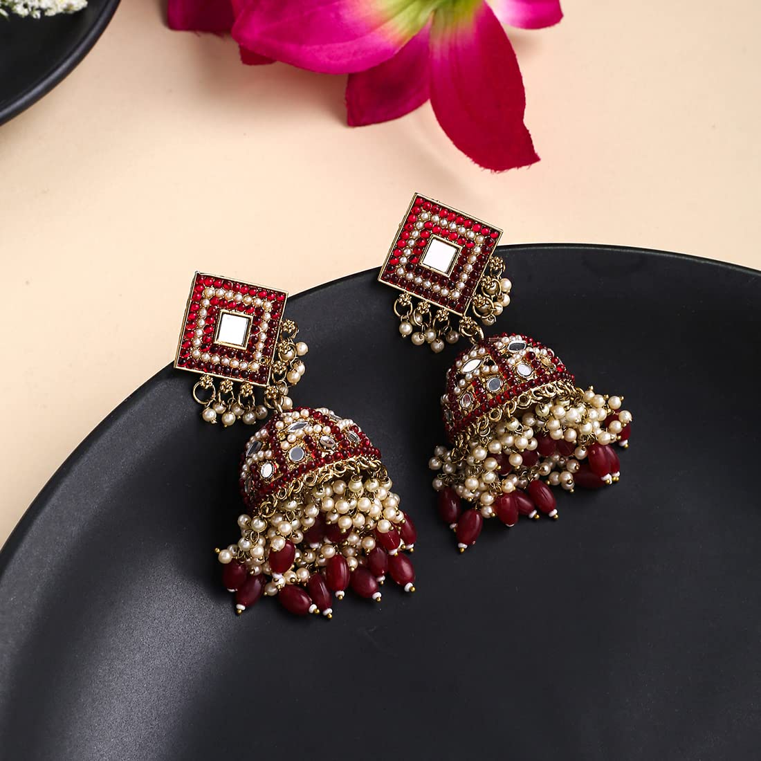 Yellow Chimes Earrings for Women and Girls Meenakari Jhumka | Gold Plated Meenakari Jhumka Earrings | Birthday Gift for girls and women Anniversary Gift for Wife