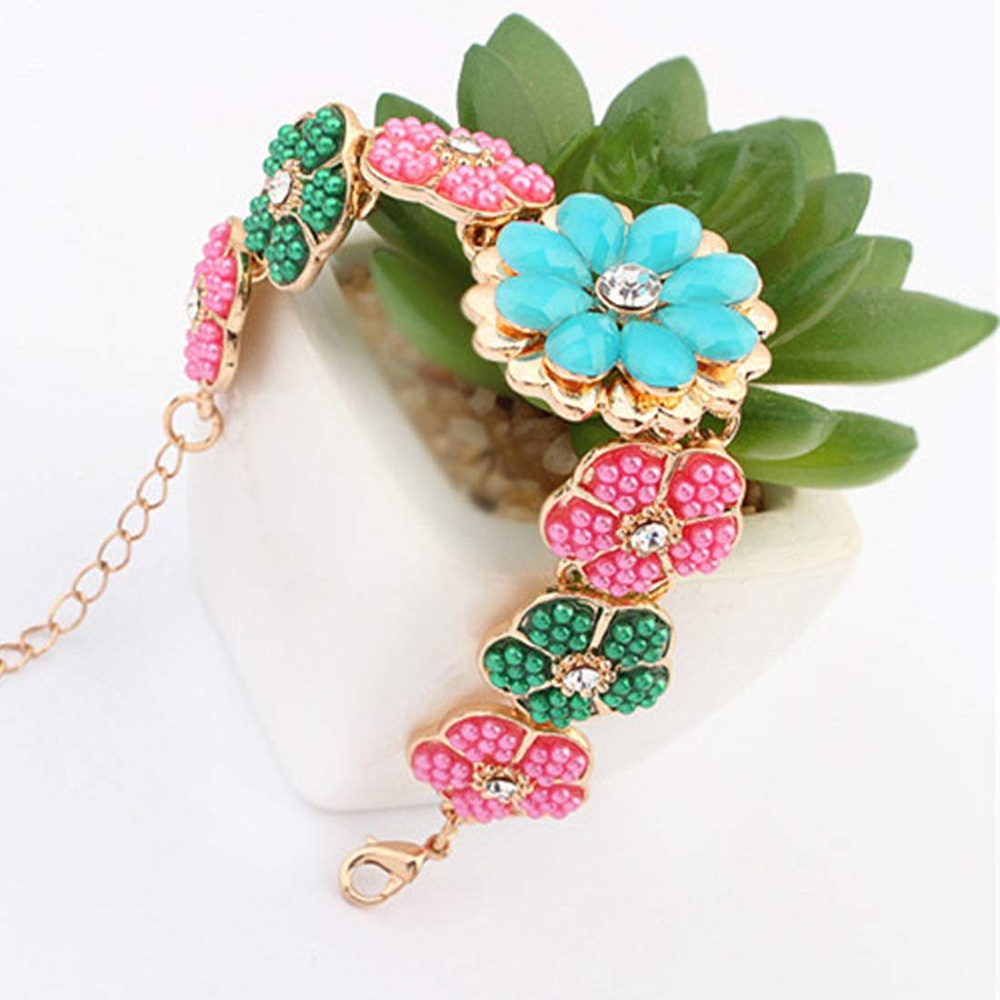 Yellow Chimes Floral Designer Multicolor Stones Bracelet for Women and Girls.