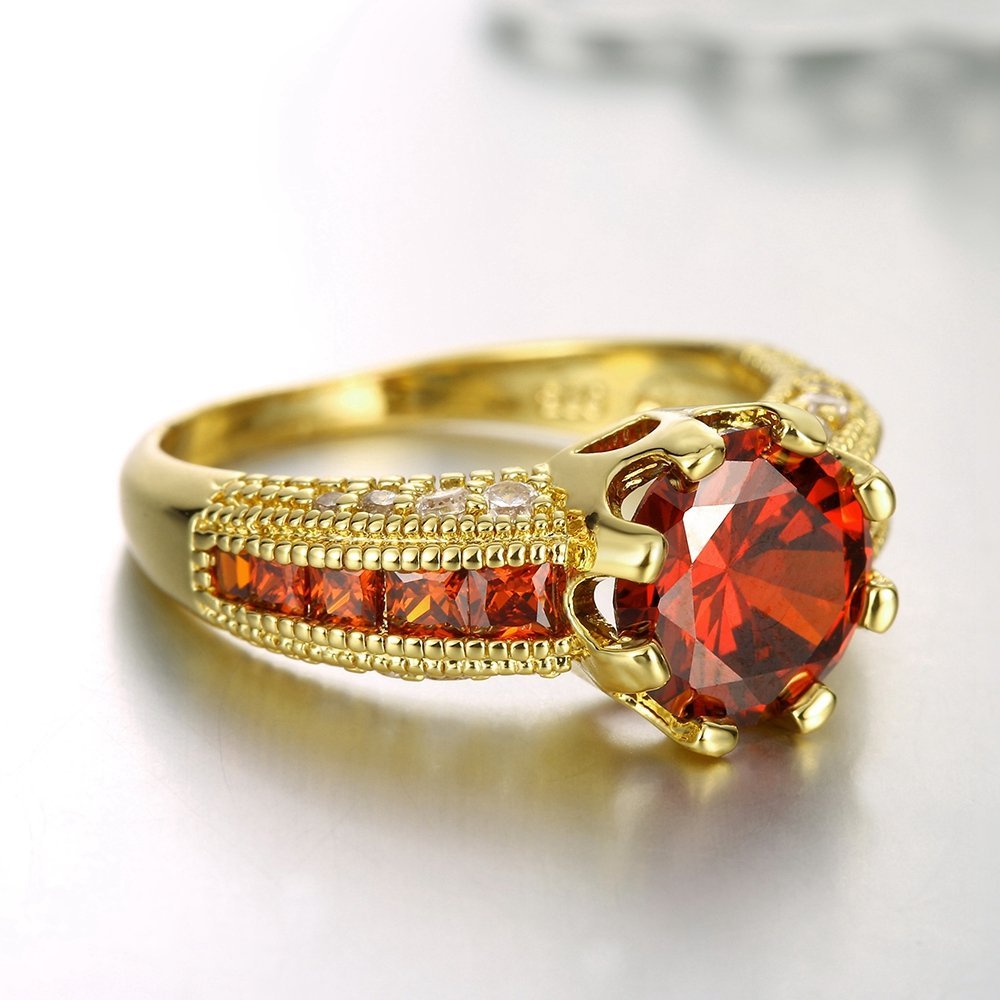 Yellow Chimes Dazzling Imperial Red Austrian Crystal Gold Plated Adjustable Ring for Women and Girls …