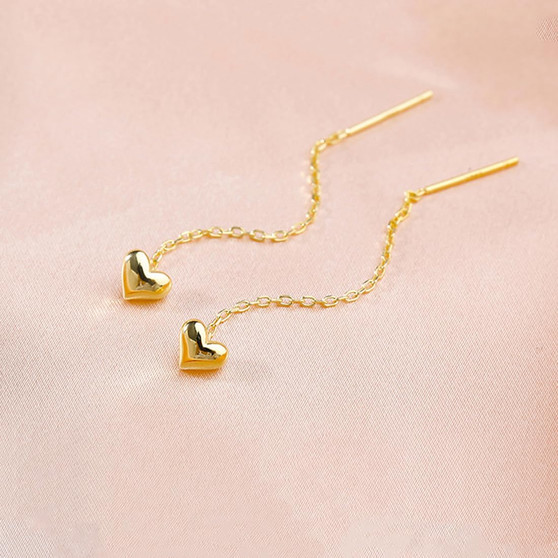 Kairangi Threader Earrings for Women Gold Plated Heart Shaped Long Chain Threader Earrings For Women and Girls