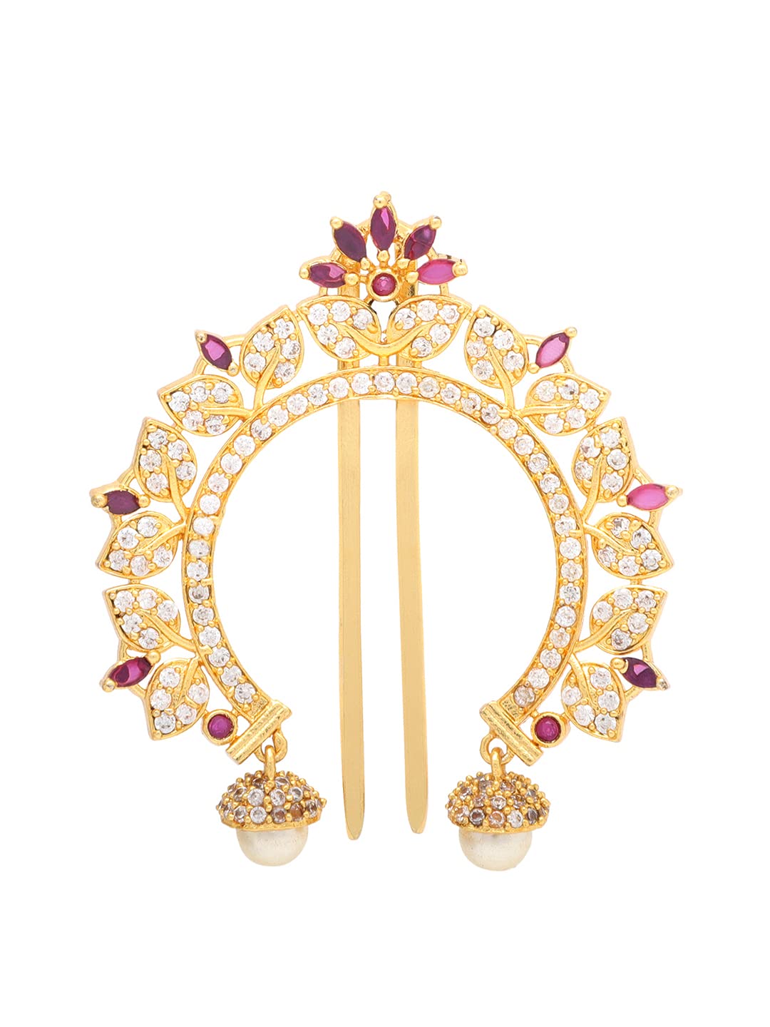 Yellow Chimes Juda Pin for Women Classic AD/American Diamond Studded Hair Accessories for Women and Girls. (Design 4)