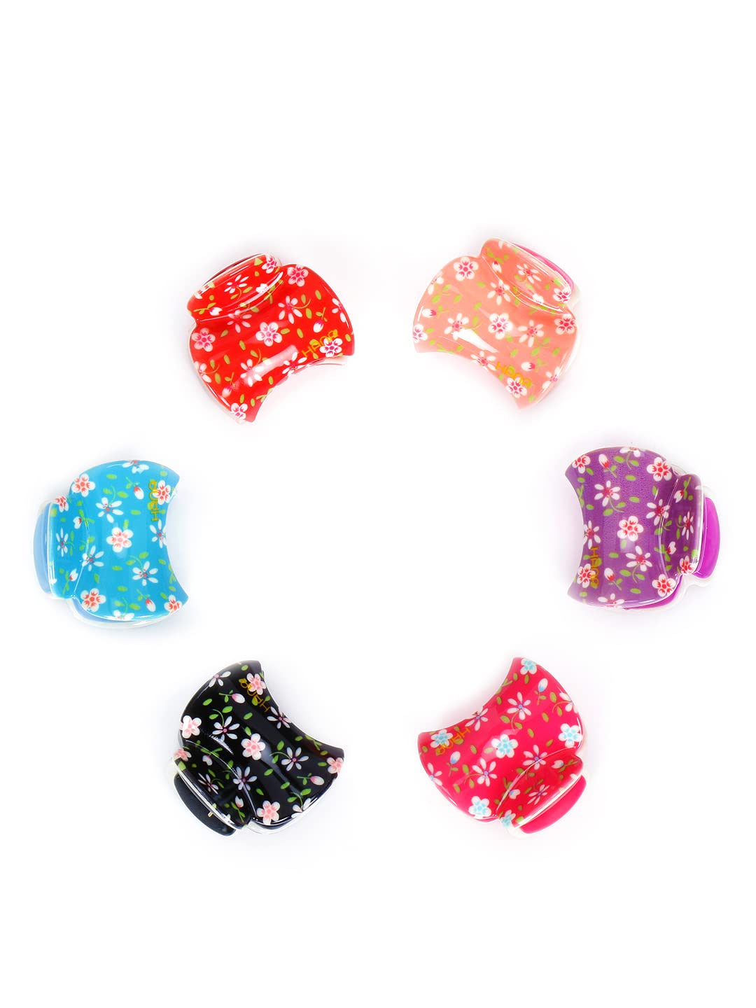 Yellow Chimes Hair Clutchers Claws for Women 6 Pcs Hair Claws for Girls Daily Use Floral Printed Hair Clips for Women and Girls Hair Accessories.