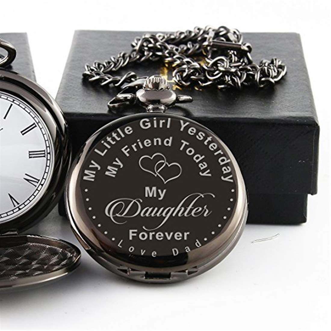 Yellow Chimes Black Pendant for Women Daughters Special Pocket Watch Pendant for Father's Little Princess Unique Memorable Gift for Daughter Stainless Steel Watch for Women and Girls.