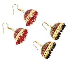 Yellow Chimes Earrings for Women and Girls Traditional Multicolor Meenakari Jhumka | Gold Plated Jhumkas Combo Earrings Set | Birthday Gift for girls and women Anniversary Gift for Wife