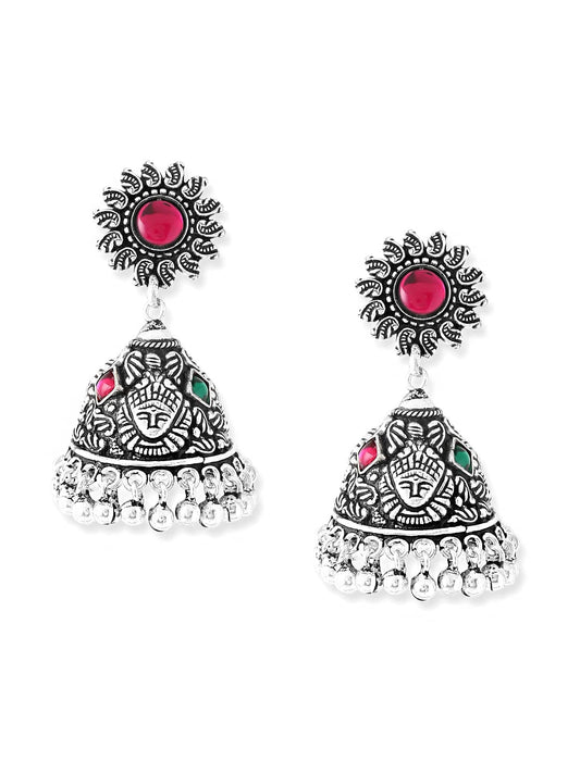 Yellow Chimes Oxidised Silver Jhumki Earrings For Women Silver Oxidised Jhumka Traditional Kolhapuri Jhumka Earrings For Women and Girls