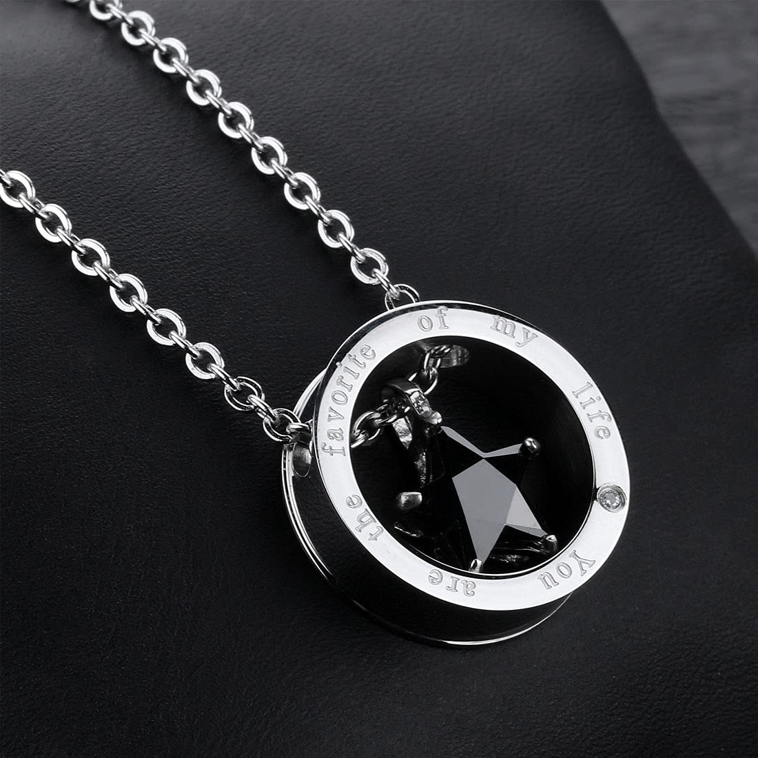 Yellow Chimes Chain Pendant for Men Silver Star Men Pendant Stainless Steel Black Star Charm Pendant for Women and Men