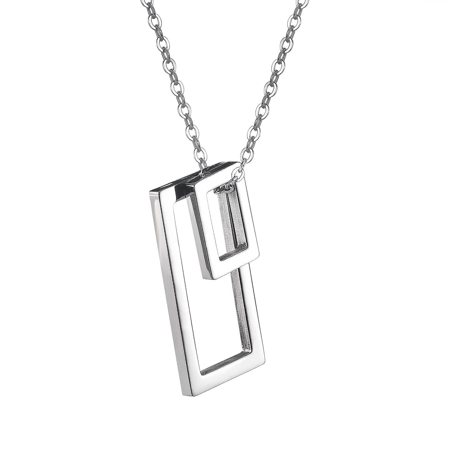 Yellow Chimes Pendant for Men and Boys Fashion Silver Pendants For Men | Geometric Square Shaped Pendant Necklace | Stainless Steel Hip Hop Pendant Chain for Men| Birthday Gift for Men & Boys