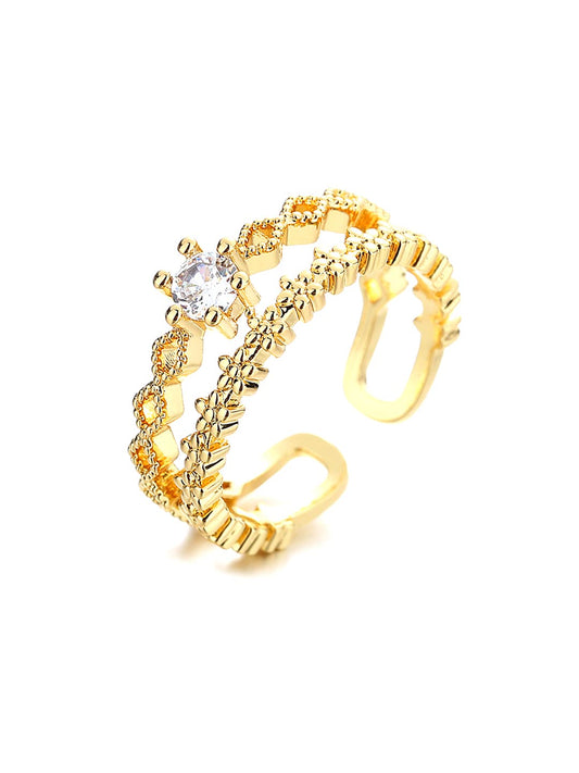 Yellow Chimes Rings for Women & Girls Ring for Girls | Gold Tone Crystal Studded Multi Layered Adjustable Finger Ring for Women | Birthday Gifts For Women Valentine Gift for Girls