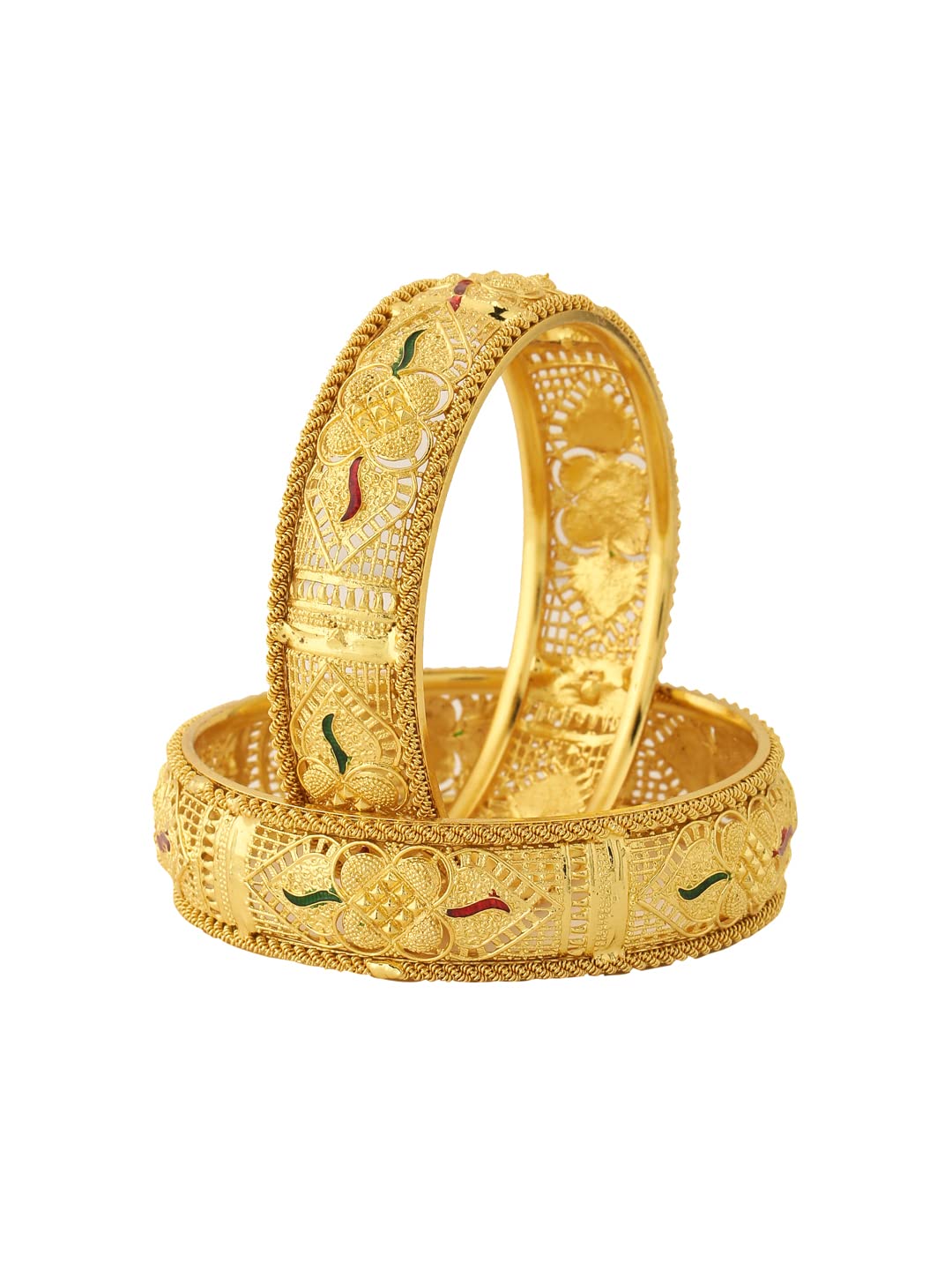 Yellow Chimes Bangles for Women Gold Toned Traditional Designed Meenakari Touch Bangles for Women and Girls