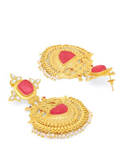 Yellow Chimes Chandbali Earrings for Women Traditional Gold Plated Peacock Shaped Long Chand Bali Earrings for Women and Girls