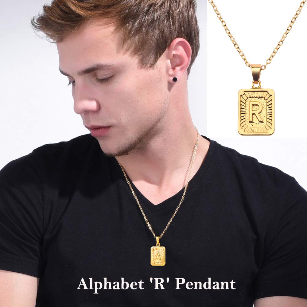 Yellow Chimes Gold Plated Alphabet 'R' Statement Pendant Necklace for Men and Women