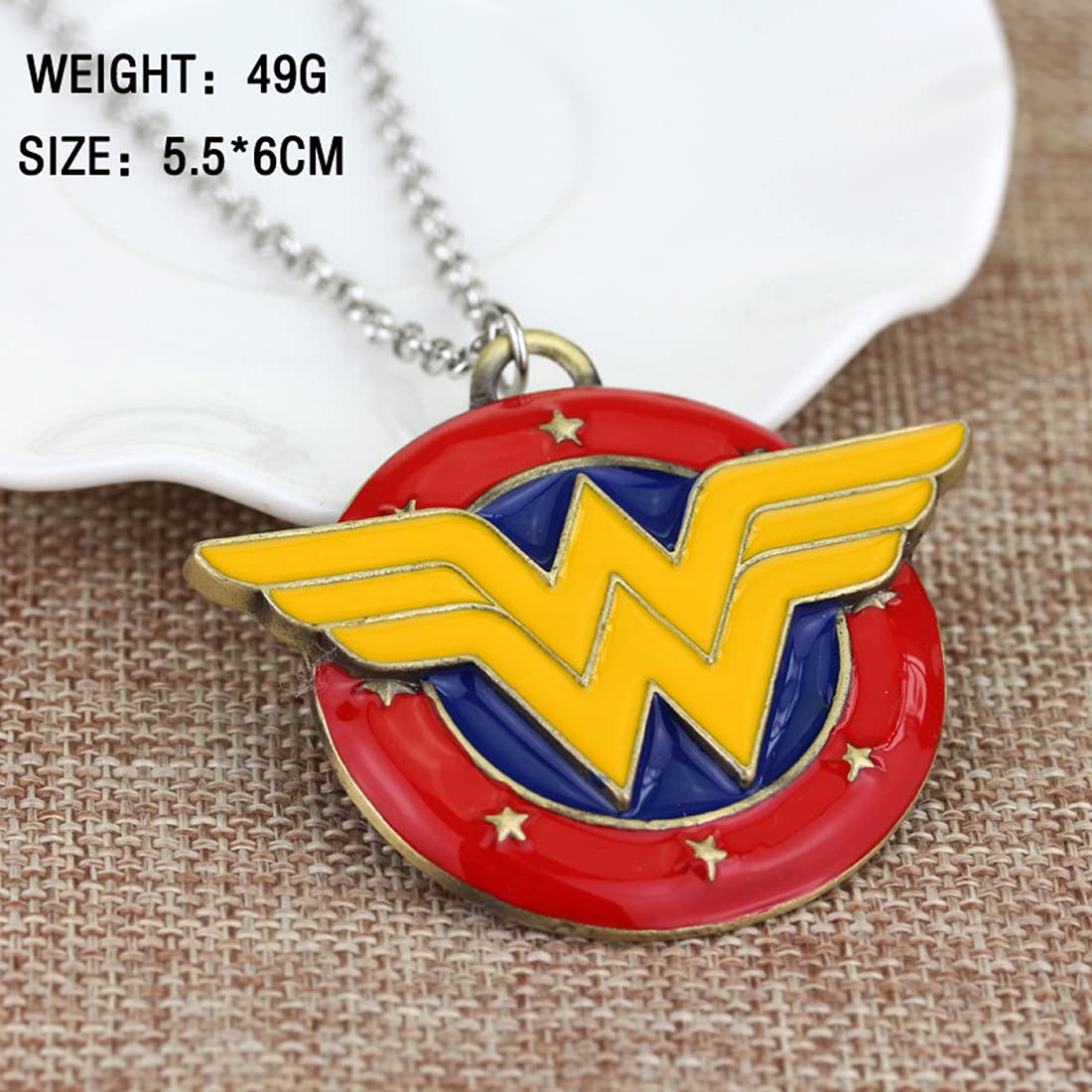 Yellow Chimes Wonder Woman Symbol Locket Chain Pendant Necklace for Women and Girls, Multicolour, Medium (YCFJPD-347WDR-MC)