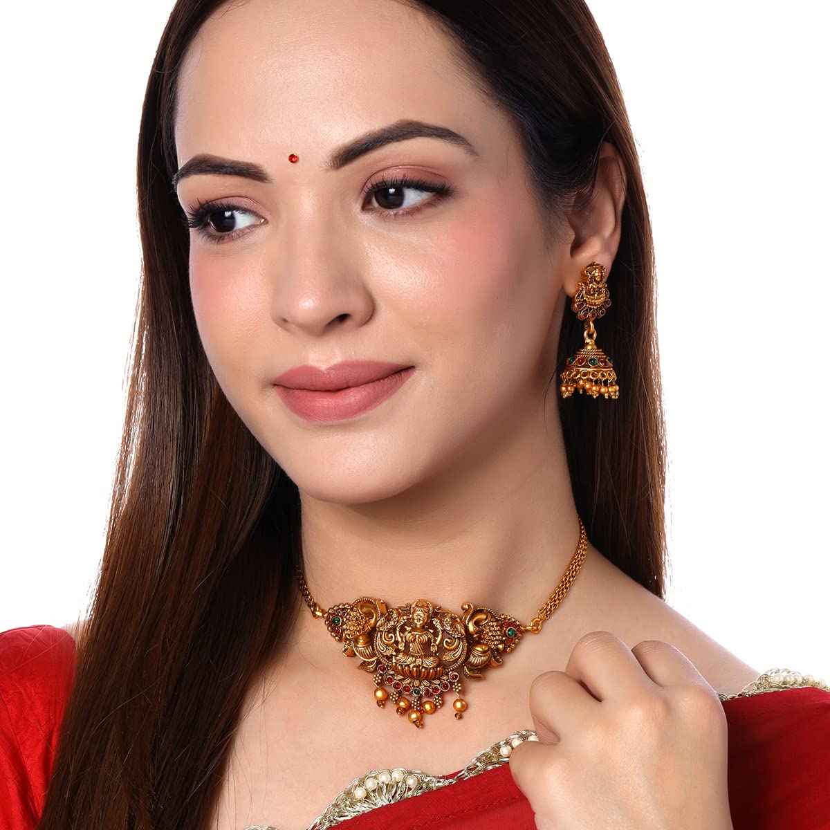 Yellow Chimes Temple Jewellery Set | Gold Plated Traditional Choker Necklace | Birthday / Anniversary Gift for Wife, girls and women