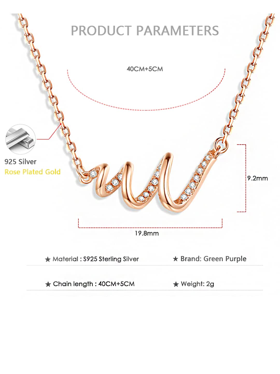 Raajsi by Yellow Chimes 925 Sterling Silver Pendant for Women & Girls Pure Silver Rosegold Pendant | Birthday Gift for Girls & Women|With Certificate of Authenticity and 925 Stamp