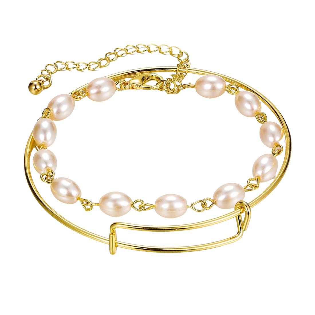 Yellow Chimes Bracelet For Women Gold Tone Pearl Beaded Multilayered Statement Bracelet For Women and Girls