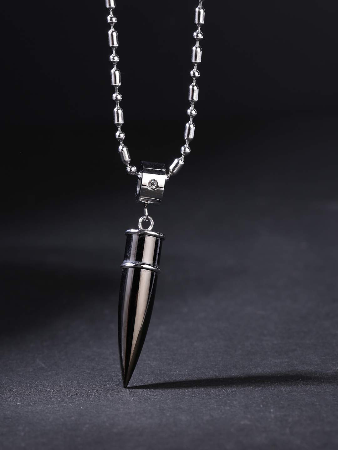 Buy Peora Silver Plated Titanium Stainless Steel Rifle Bullet Pendant  Necklace For Men Boys (PX9P08S) Online