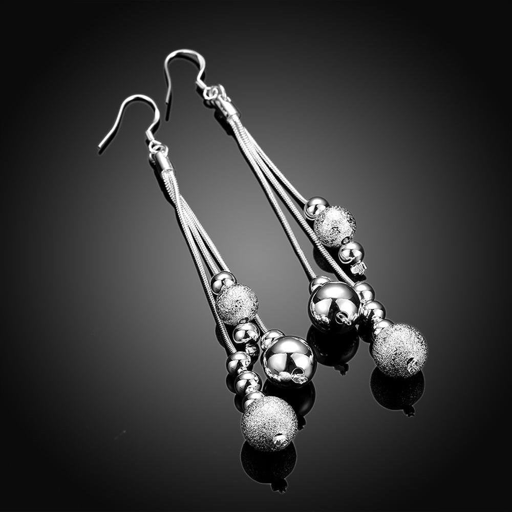 Kairangi Earrings for Women and Girls Silver Dangler Earrings | Silver Toned Threads with Beads Long Chain Danglers Earrings for Women | Birthday Gift for girls and women Anniversary Gift for Wife