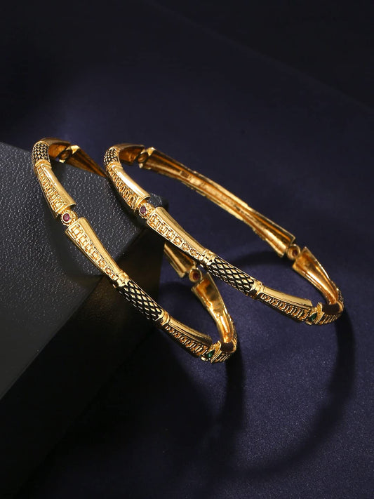 Yellow Chimes Bangles for Women Gold Toned Meenakari Touch Traditional Bangles for Women and Girls