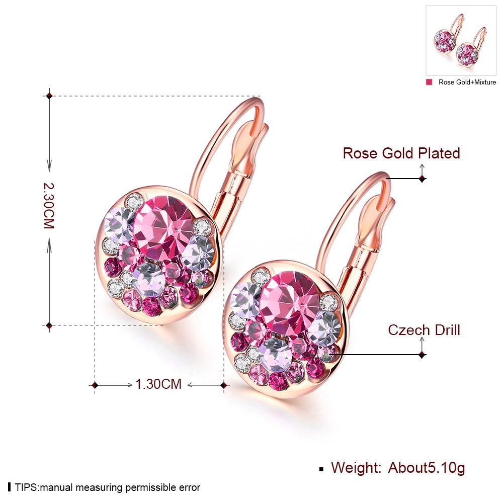 Yellow Chimes Earrings for Women & Girls | Fashion Pink Crystal Stone Earring | Rose Gold Plated Drop | Round Shaped Clip On Earrings | Birthday & Anniversary Gift