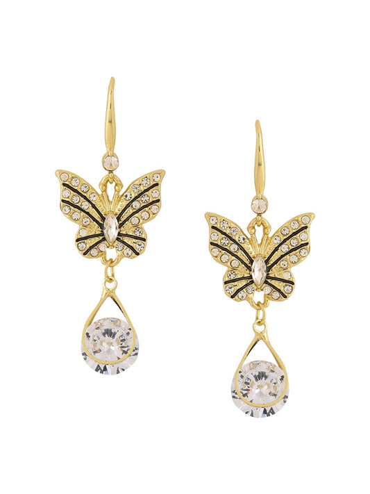 Yellow Chimes Earrings for Women and Girls Drop Earrings for Girls | Silver Plated Butterfly Designed Crystal Drop Earrings | Birthday Gift for girls and women Anniversary Gift for Wife