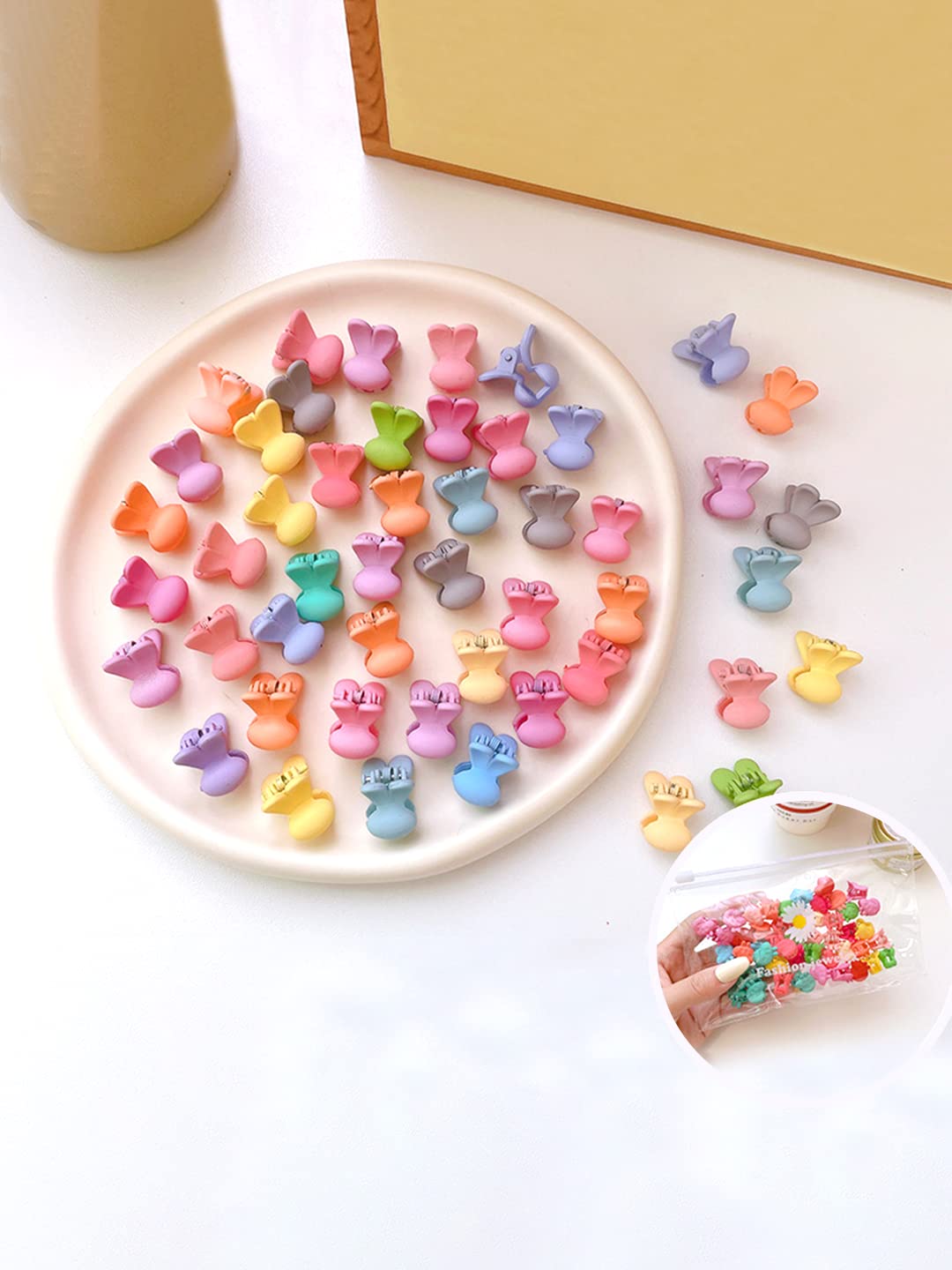 Melbees by Yellow Chimes Hair Clips for Girls Kids Hair Accessories for Girls Hair Claw Clips for Girls Kids Multicolor Small Claw Clip 50 Pcs Mini Hair Claw Clips for Girls Baby's Clutchers for Hair