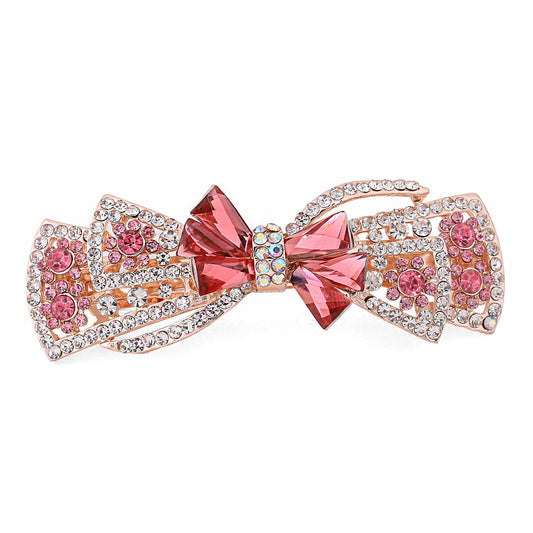 Yellow Chimes Hair Clips for Women Girls Barrette Hair Clips for Women Hair Accessories for Women Bow Shaped Clips for Women Red Crystal French Barrette Hair Clips for Women and Girls Gift For Women & Girls