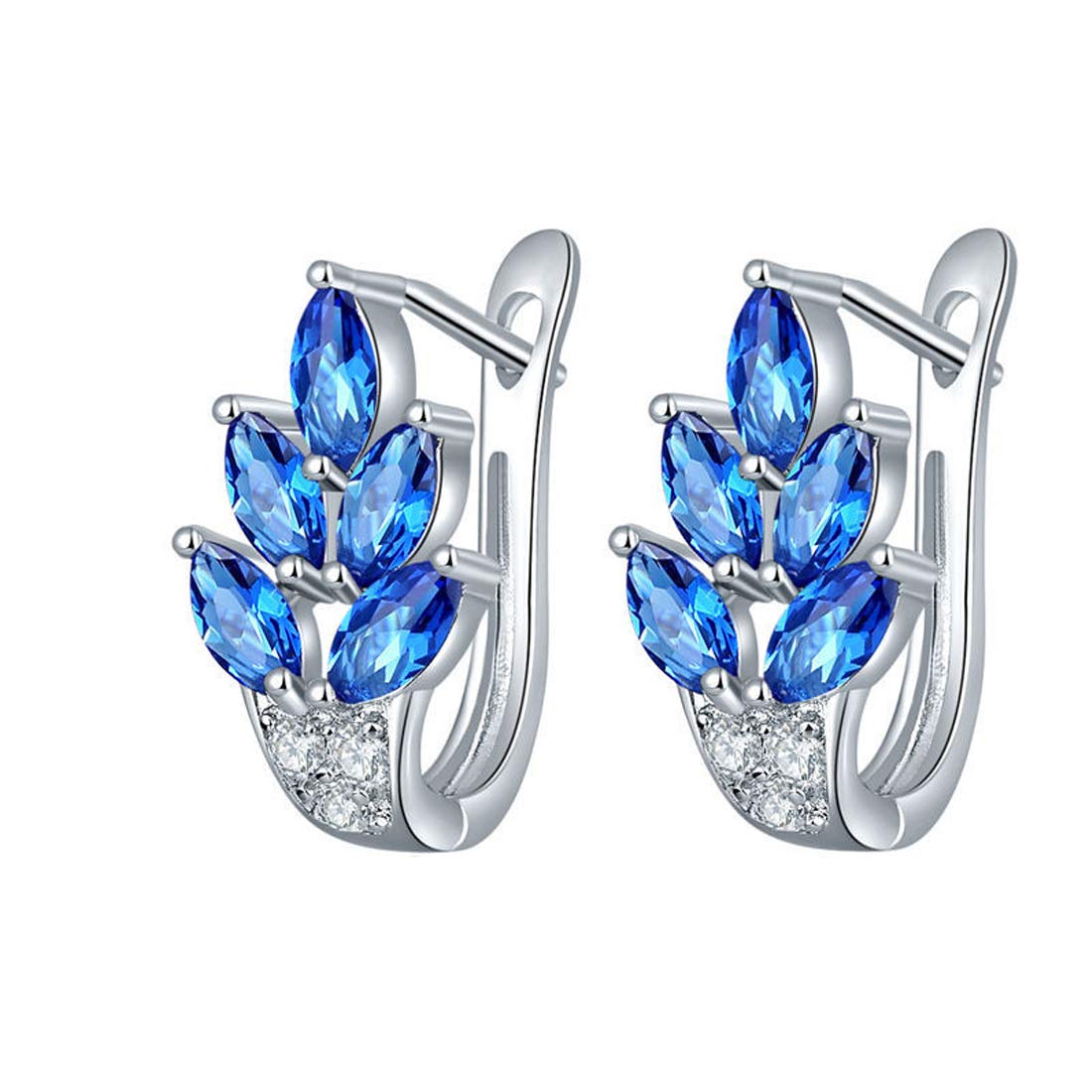 Yellow Chimes Clip on Earrings for Women Blue Crystal Earrings Leafy Fashion Rhodium Plated Crystal Clip On Earrings for Women and Girls.