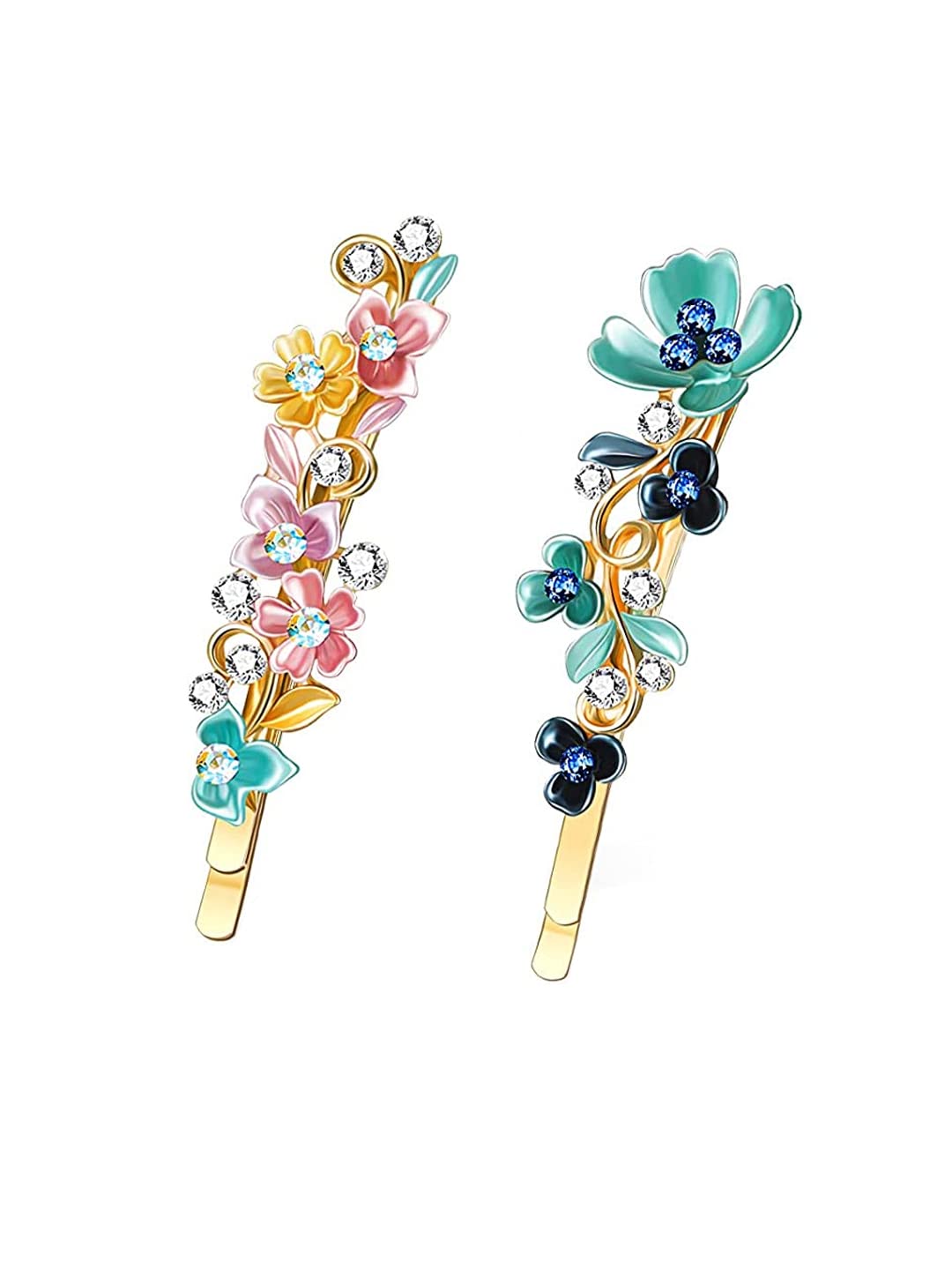 Yellow Chimes Hair Pins for Women Girls Hair Accessories for Women Hair Pin Hairpin Bobby Pins for Hair Pins for Girls Bobby Pins fro women Gift for Women and Girls (Enameled Floral Hairpin)