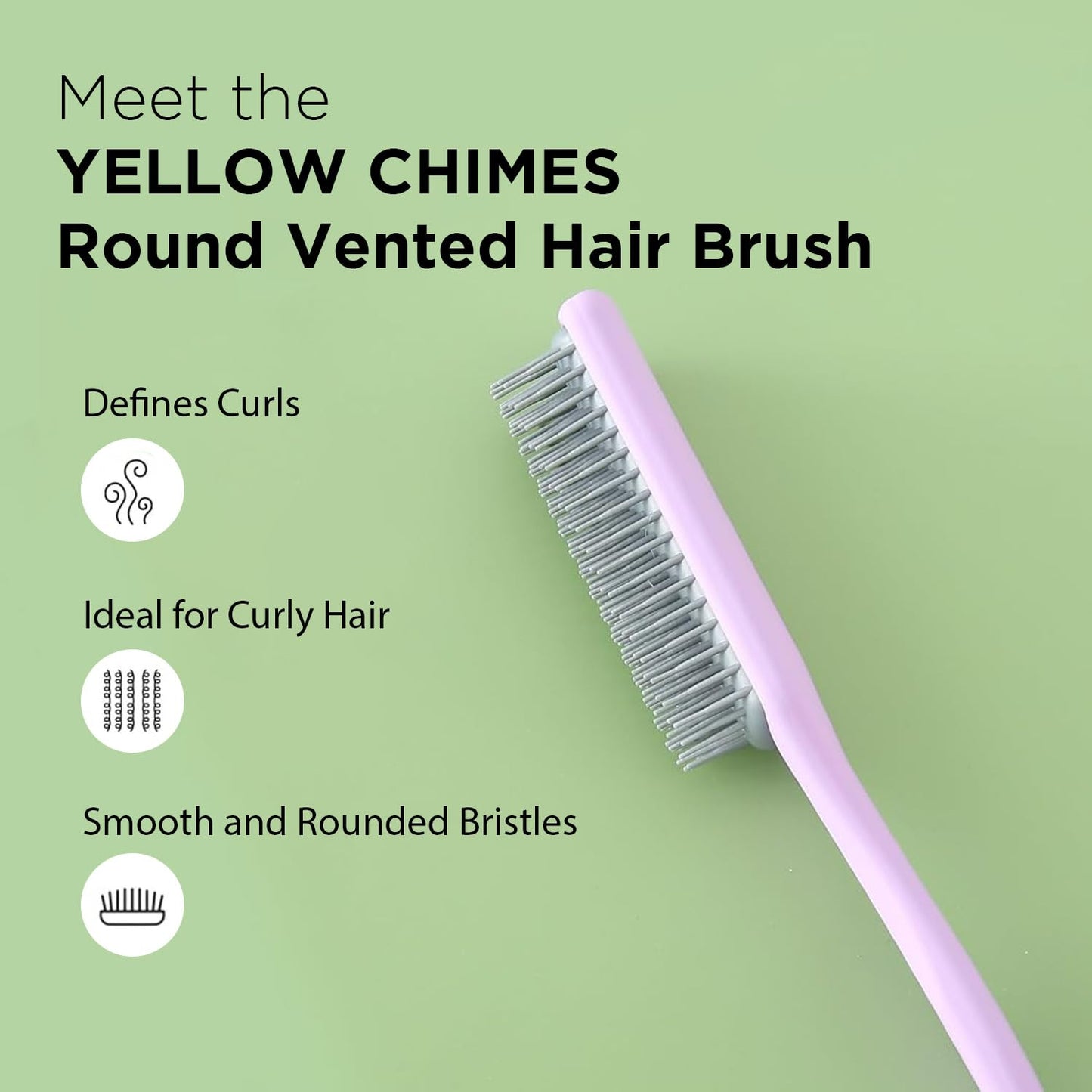 Yellow Chimes Flat Hair Brush with Strong & Flexible Bristles | Curl Defining Brush for Thick Curly & Wavy Hair | Small Size | Hair Styling Brush for Women & Men