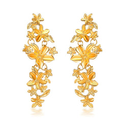Yellow Chimes Floral Design Gold Plated Dangle Earrings For Women