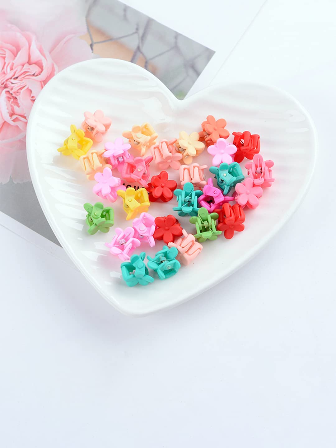 Melbees by Yellow Chimes Hair Clips for Girls Kids Hair Accessories for Girls Hair Claw Clips for Girls Kids Multicolor Floral Small Claw Clip 50 Pcs Mini Hair Claw Clips for Girls Baby's Clutchers for Hair