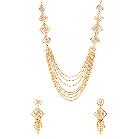 Yellow Chimes Jewellery Set for Women and Girls Gold Jewellery Set for Women | Gold Plated Necklace Set | Mutilayer Jewellery Set | Birthday Gift for girls and women Anniversary Gift for Wife