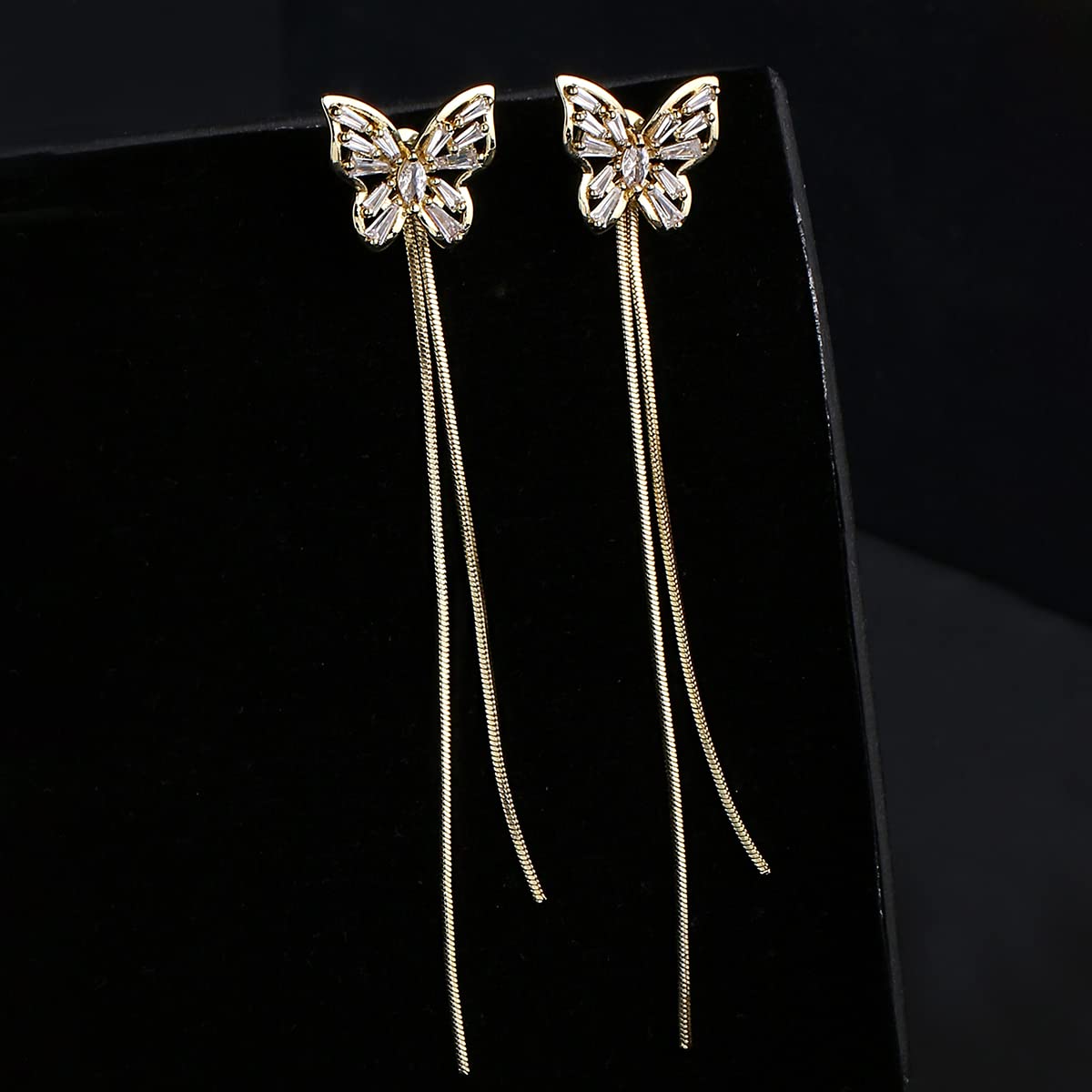 Yellow Chimes Earrings For Women Gold Tone Butterfly Stud Long Tassel Chain Drop Dangle Earrings For Women and Girls