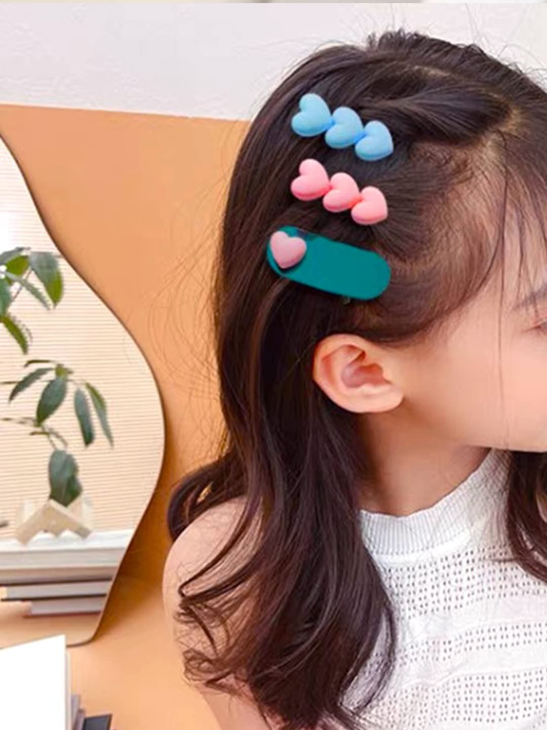 Melbees by Yellow Chimes Hair Clips for Girls Kids Hair Accessories for Girls Baby's Hair Clip Heart Shaped 10 PCS Multicolor Alligator Hair Clips For Hair Alligator Clips for Girls Kids Teens Toddlers