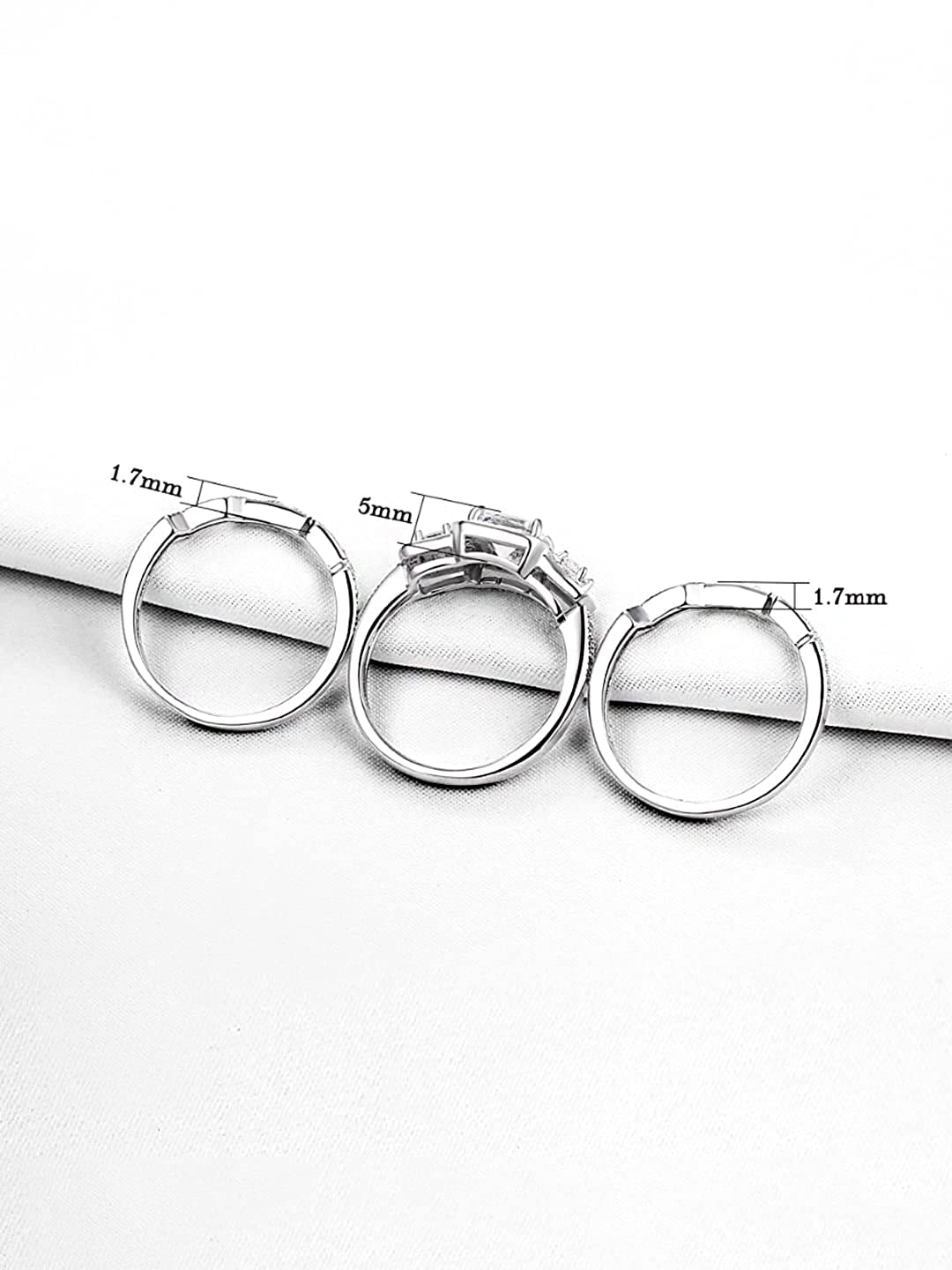 Yellow Chimes Rings for Women Elegant 3 Pcs Crystal Ring Set Silver Plated White Crystal Rings for Women and Girls.