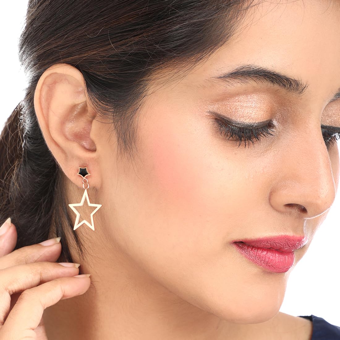 Kairangi Drop Earrings for Women Rose Gold Plated Stainless Steel Star Shaped Statement style Drop Earrings for Women and Girls