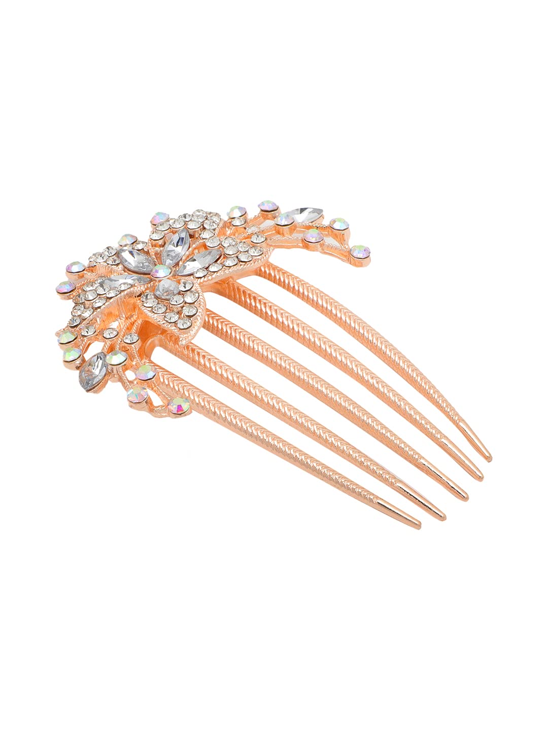 Yellow Chimes Comb Pin for Women Hair Accessories for Women Floral Comb Clips for Hair for Women Western Rosegold Crystal Hair Pin Bridal Hair Accessories for Wedding Side Pin / Comb Pin / Juda Pin Accessories for Women