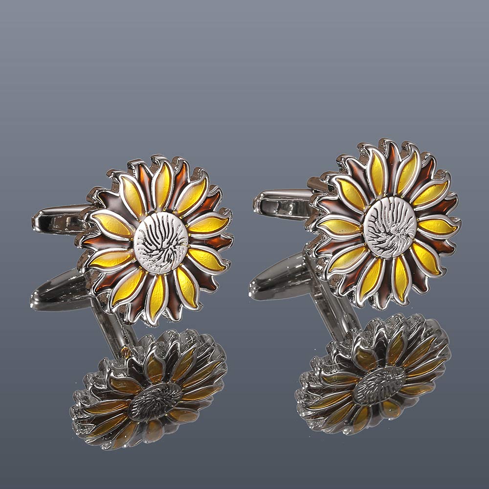 Yellow Chimes Exclusive Collection Stainless Steel Sunflower Designer Cuff Links for Men