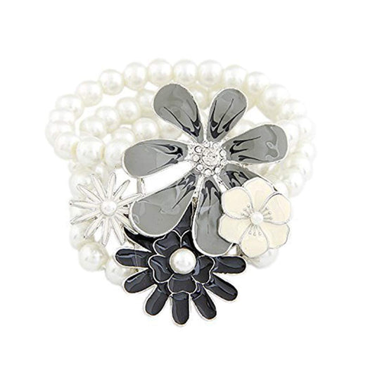 Yellow Chimes Elegant Design Luxurious look Floral White Pearl Bracelet For Women and Girls