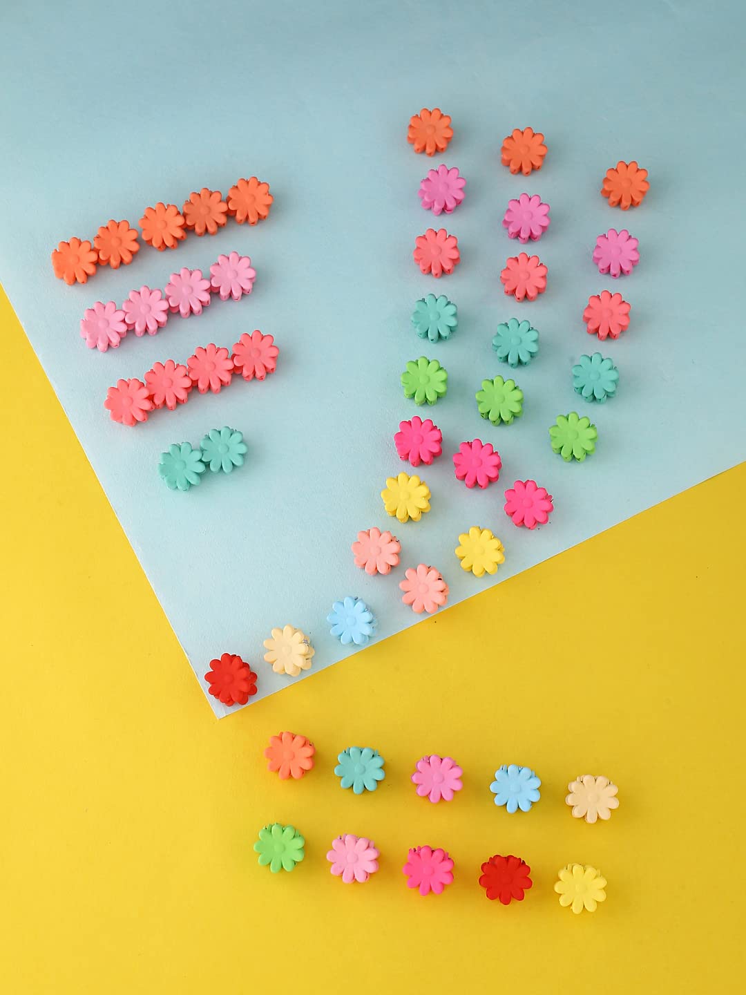 Melbees by Yellow Chimes Hair Clips for Girls Kids Hair Accessories for Girls Hair Claw Clips for Girls Kids Multicolor Floral Small Claw Clip 50 Pcs Mini Hair Claw Clips for Girls Baby's Clutchers for Hair