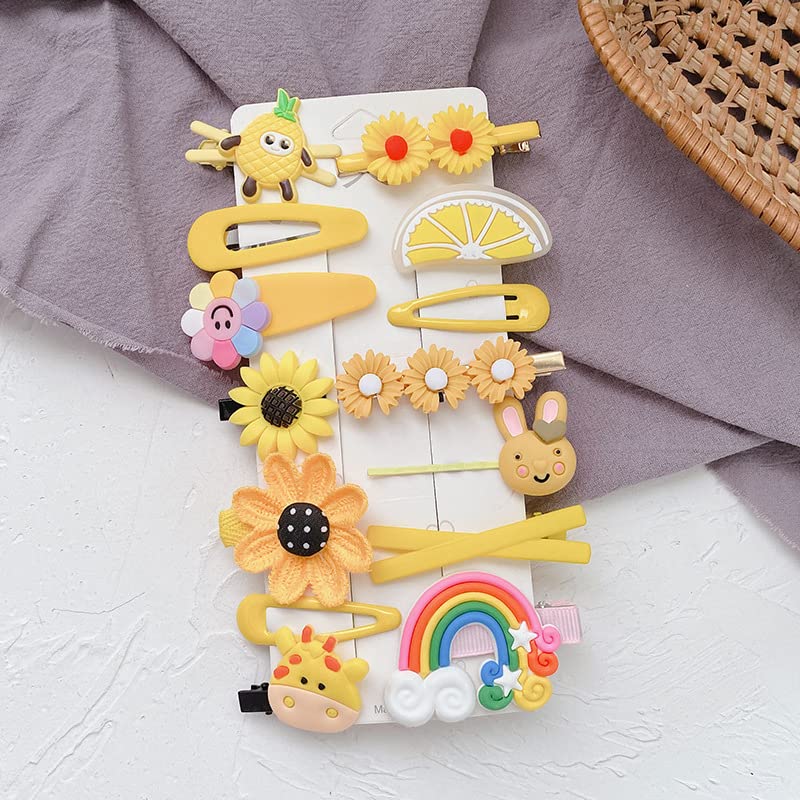 Melbees by Yellow Chimes Hair Clips for Girls Kids Hair Clip Hair Accessories For Girls Cute Characters Pretty Tiny Hair Clips for Baby Girls 14 Pcs Yellow Alligator Clips for Hair Baby Hair Clips For Kids Toddlers