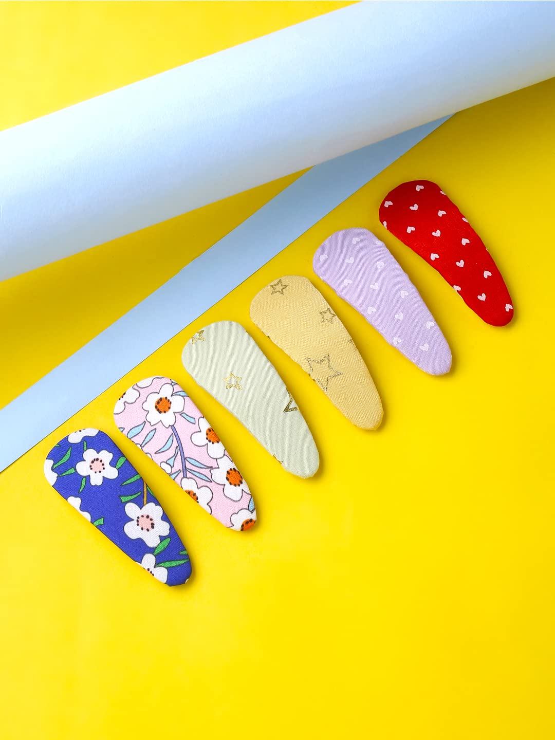 Melbees by Yellow Chimes Hair Clips for Girls Kids Hair Clip Hair Accessories for Girls Baby's Multicolor Floral Printed 6 Pcs Snap Hair Clips for Kids Tic Tac Clips for Baby Teens Toddlers