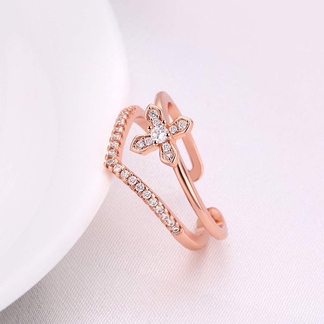 Yellow Chimes Clover Open End Ring for Women & Girls